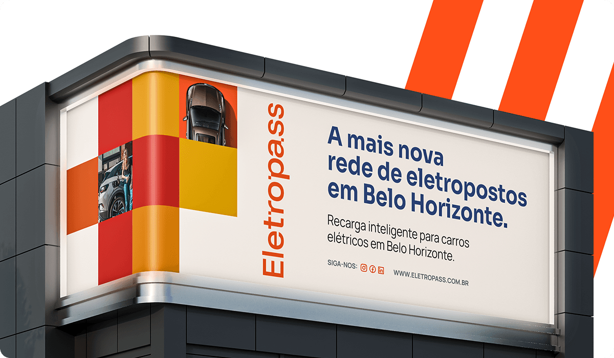 Case Eletropass: fachada com identidade visual aplicada.