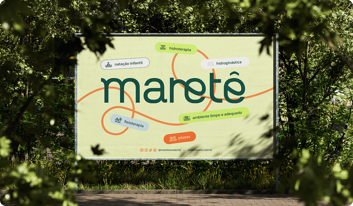 Case Maretê: outdoor com identidade visual aplicada.
